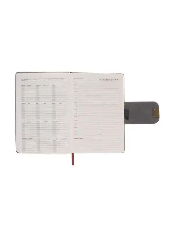 Ежедневник недатированный формат А5, с хлястиком, 96л, линия, пвх, Серый Ежедневник недатированный формат А5, с хлястиком, 96л, линия, пвх, Серый