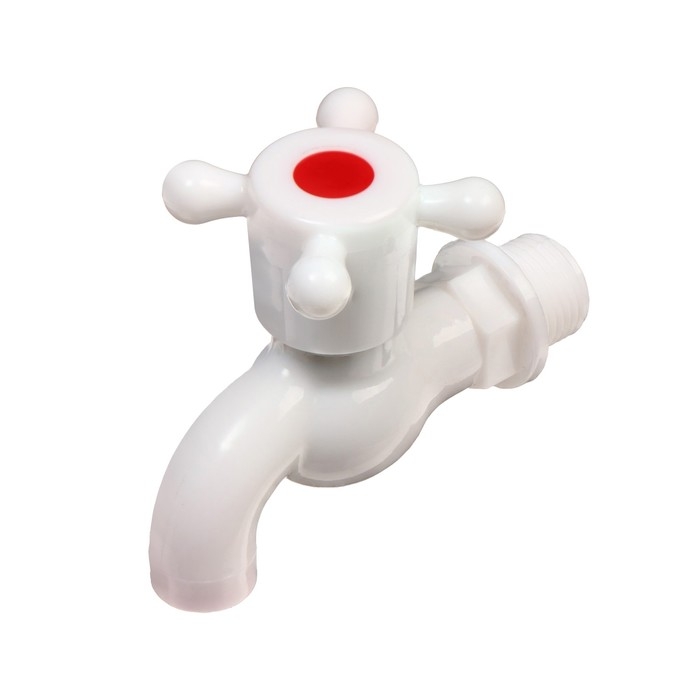 Кран, наружная резьба 1/2" (12 мм), для шланга 1/2" (12 мм), пластик, Greengo