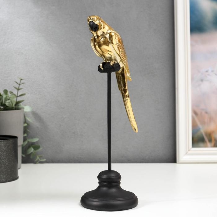 Сувенир полистоун Сувенир полистоун "Золотой попугай Ара на жёрдочке" 27,5х8,5х9 см