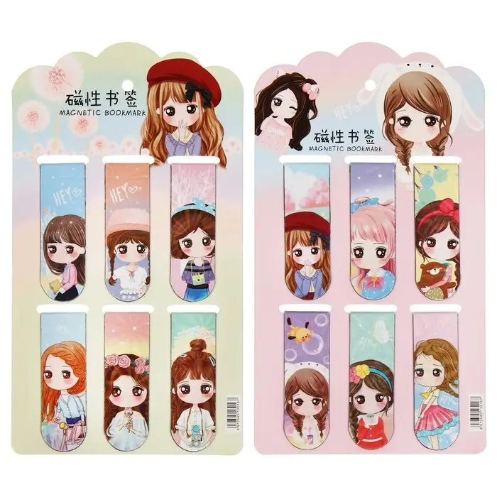Набор магнитных закладок для книг Calligrata 6 штук, Набор магнитных закладок для книг Calligrata 6 штук, "Аниме", МИКС