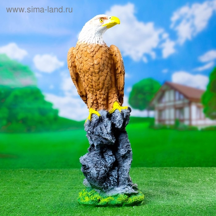 Садовая фигура из полистоуна «Орёл на пне» большой, 20×18×53 см
