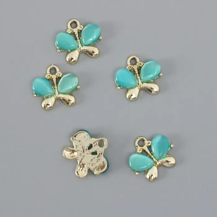 Декор для творчества металл "Бабочка" голубой 1,4х1,5 см