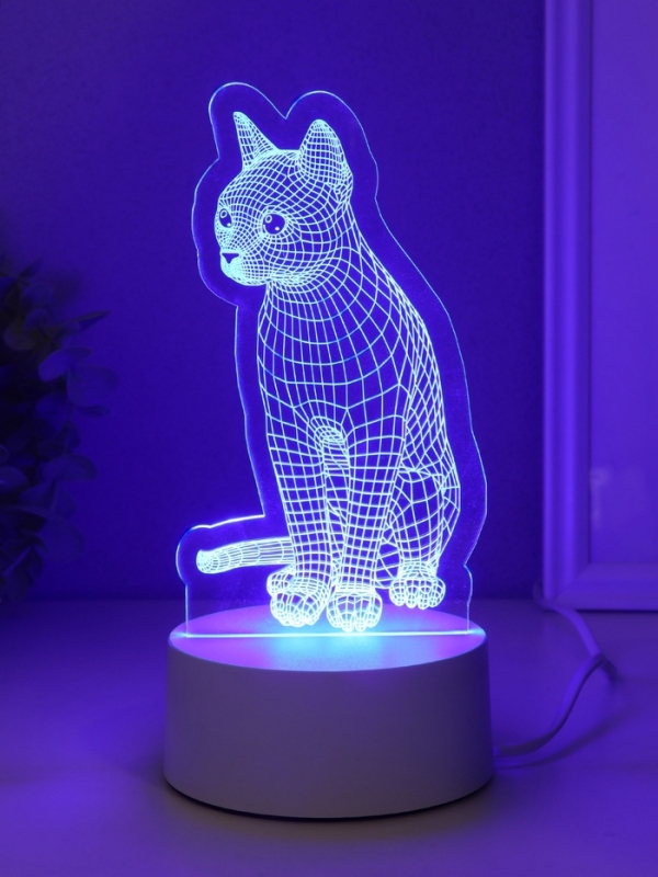 Светильник Светильник "Кошка" LED RGB от сети RISALUX 9,5х8,2х17 см