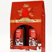 Подарочный набор новогодний: гель для душа, пена для ванны и мочалка, URAL LAB