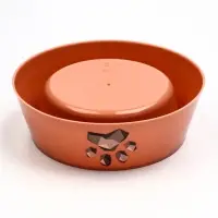 Миска для кошек &laquo;Мур-мяу&raquo;, 300 мл, 14.5&times;14.5&times;4 см, пластик, кирпичная