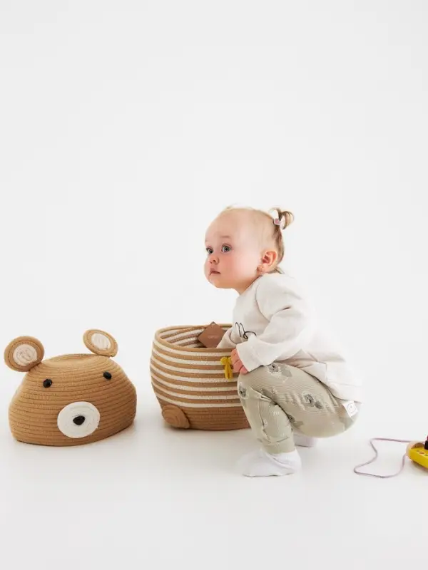 Корзина для игрушек SL Home &laquo;Медведь&raquo;, плетёная, ручной работы, 25&times;26&times;41 см, коричневая