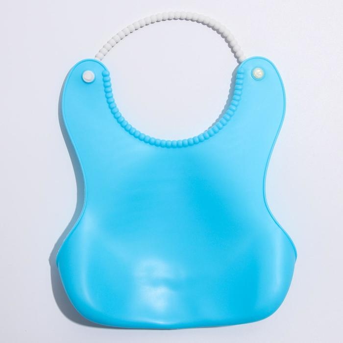 Нагрудник для кормления силиконовый с карманом, цвет голубой Нагрудник для кормления силиконовый с карманом, цвет голубой