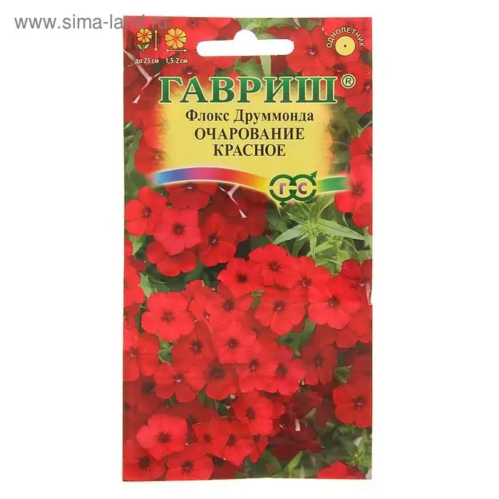 Семена цветов Флокс  Семена цветов Флокс "Очарование красное", ц/п,  друммонда, О, 0,05 г