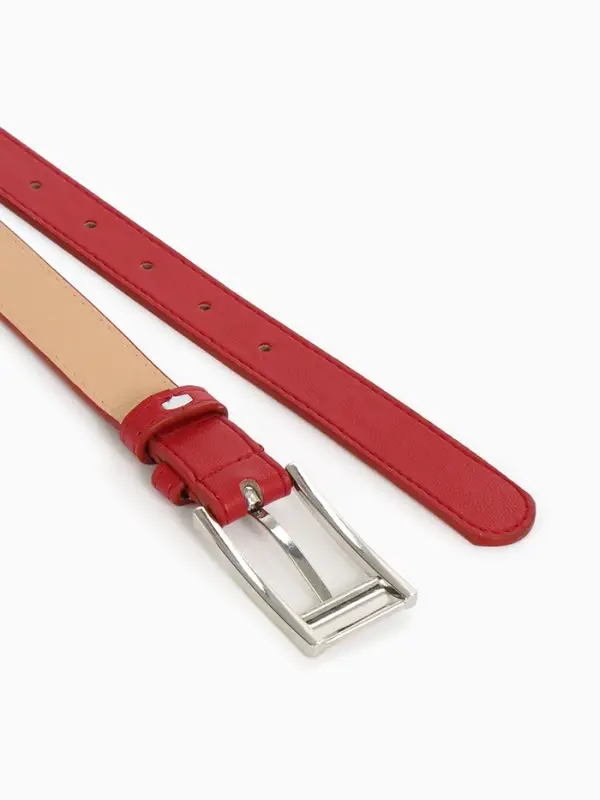 Ремень женский, 110&times;2.7 см, пряжка металл, серебристая, красный