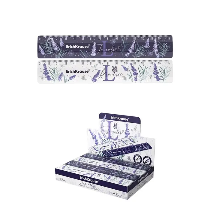 Линейка 15 см, ErichKrause Lavender, МИКС