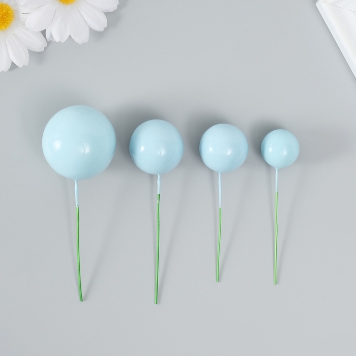 Декор для творчества "Шарики голубые" d=2; 3; 3,5 и 4 см набор 20 шт