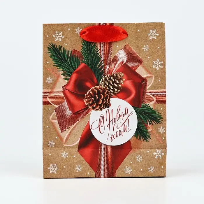 Пакет подарочный новогодний крафтовый «С Новым годом», S 15 х 12 х 5.5 см Пакет подарочный новогодний крафтовый «С Новым годом», S 15 х 12 х 5.5 см