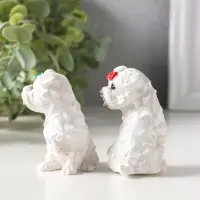 Сувенир полистоун "Белые терьеры с бантиками" набор 2 шт 3,7х5,2х6,2 см