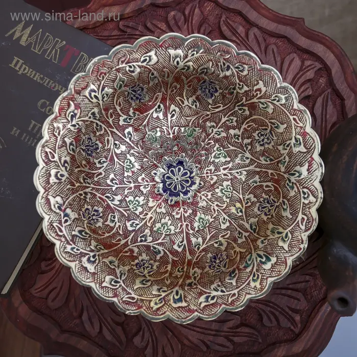 Блюдо латунь Блюдо латунь "Живая изгородь" цветная эмаль 6,5х20х20 см, МИКС