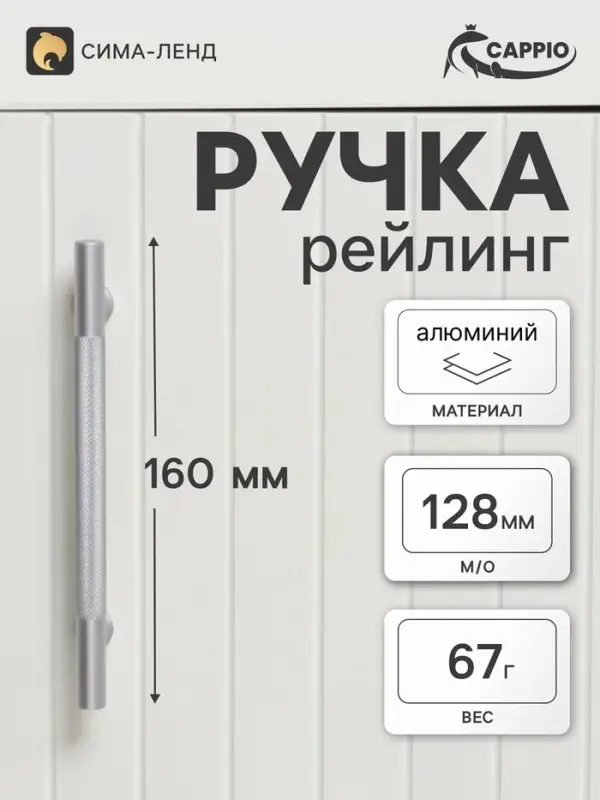Ручка-рейлинг CAPPIO PIMPLY, d=12 мм, м/о 128 мм, цвет матовый хром