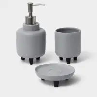 Аксессуары для ванной SAVANNA, 3 предмета, дозатор для мыла 390 мл, стакан 300 мл, мыльница, серые