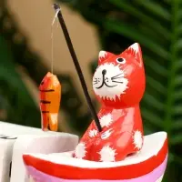 Календарь настольный «Котики рыбаки», 19×10×10 см, дерево