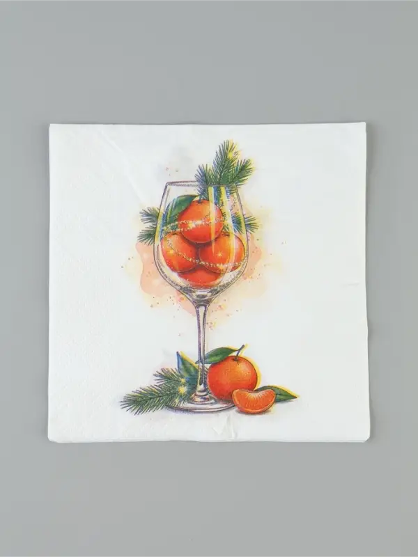 Салфетки новогодние бумажные &laquo;Мандариновое настроение&raquo;, 33&times;33, 2 слоя, 20 шт.