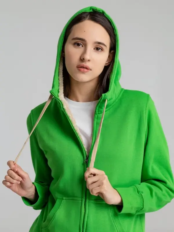Толстовка унисекс на молнии Sherpa 280, ярко-зеленая, размер XXS Толстовка унисекс на молнии Sherpa 280, ярко-зеленая, размер XXS