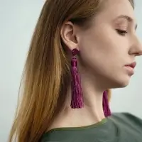 Серьги &laquo;Кисти&raquo; гармония, фиолетовые, L кисти 8.5 см