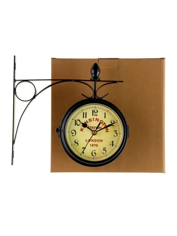 Часы настенные интерьерные Kensington station, двусторонние, на подвесе, бесшумные, плавный ход, d=12 см, от батареек 2&times;АА