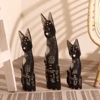 Сувенир &laquo;Кошки расписанные серебром&raquo;, набор 3 шт., h=30 см, h=40 см, h=50 см, дерево