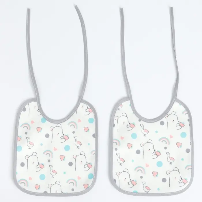 Набор детских слюнявчиков Крошка Я, 4 шт. + подарок, 20&times;17 см, цвет розовый, серый