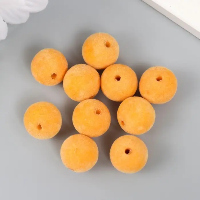 Бусины для творчества бархатное напыление "Шафран" набор 10 шт d=1,4 см