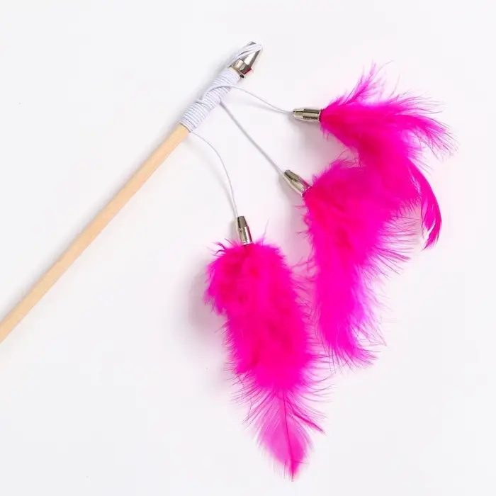 Дразнилка - удочка &laquo;Салют из перьев&raquo;, на деревянной палочке, цвет МИКС
