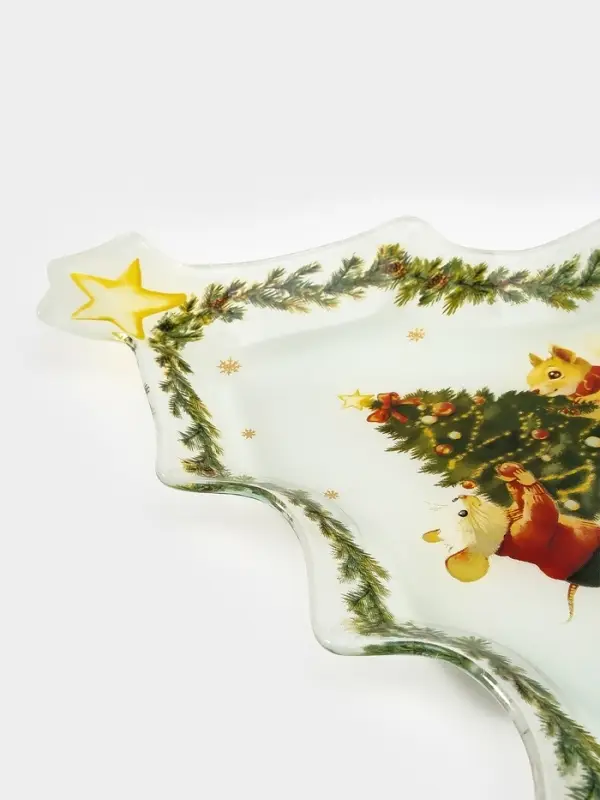 Блюдо сервировочное ёлочка Блюдо сервировочное ёлочка "Новогоднее зверята" 24,5х24,7х2 см