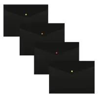 Папка-конверт на кнопке А4, 180 мкм, Calligrata No Secret, непрозрачная, черная, микс цветные кнопки