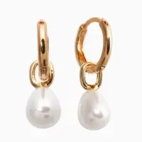 Серьги жемчуг "Бусина на ножке", цвет белый в золоте