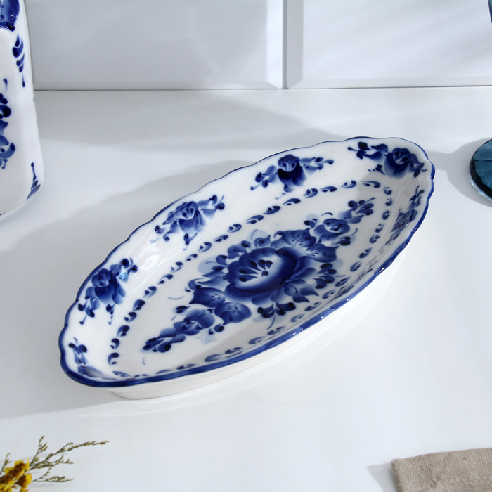 Селёдочница «Цветок», 27×13×2 см, гжель Селёдочница «Цветок», 27×13×2 см, гжель