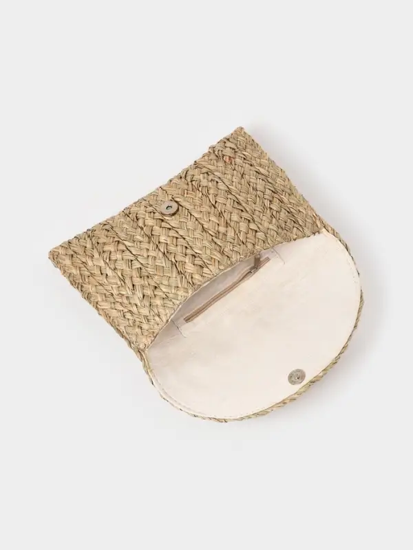 Сумка клатч плетёная из сиграсса, 26&times;16&times;3 см, бежевая