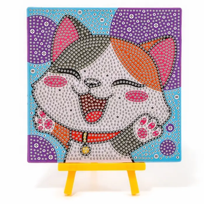 Алмазная мозаика 4в1 для детей. Создание стикеров, магнитов, брелоков и картины &laquo;Милые животные&raquo;, набор для творчества