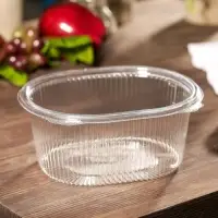 Контейнер одноразовый с неразъёмной крышкой, пластик, 1 л, 17.5×14.9×7.9 см, прозрачный
