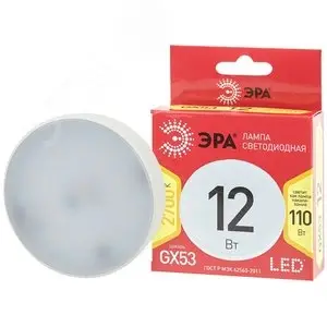 Лампа светодиодная LED 12 Вт 960Лм 2700К таблетка (GX53) теплый GX53 170-265В LED GX-12W-827-GX53 Red Line