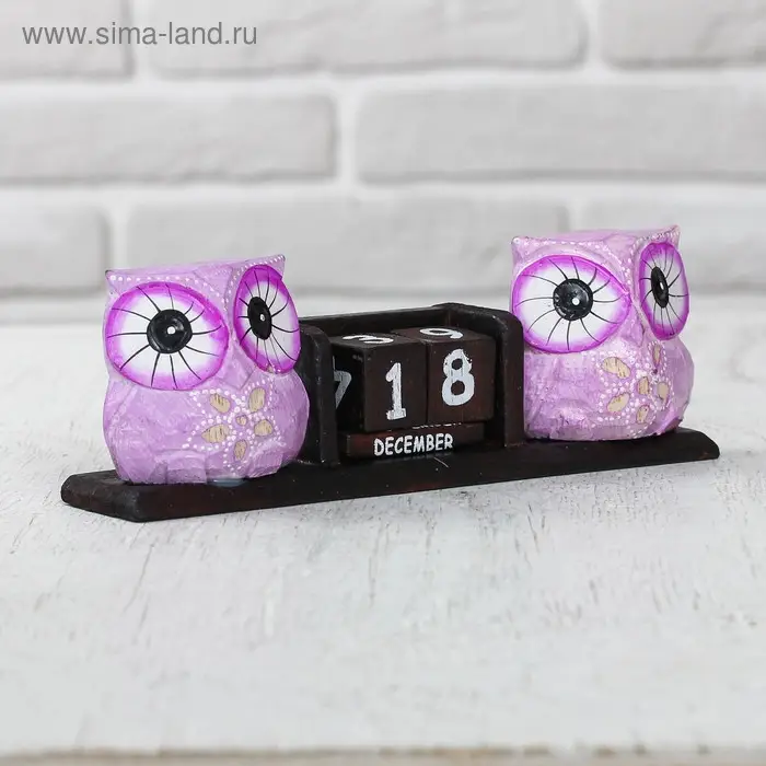 Деревянный календарь "Совы" МИКС 20х5х7 см