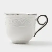 Чайная пара WY Floral Laceware, 2 предмета: чашка 300 мл, блюдце d=15 см, фарфор, белая, серая