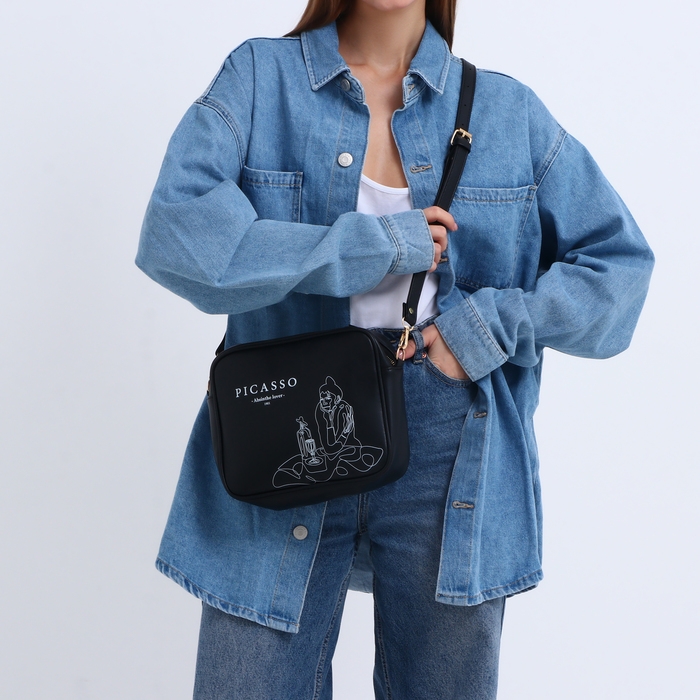 Сумка женская через плечо TEXTURA, маленького размера, цвет чёрный Сумка женская через плечо TEXTURA, маленького размера, цвет чёрный