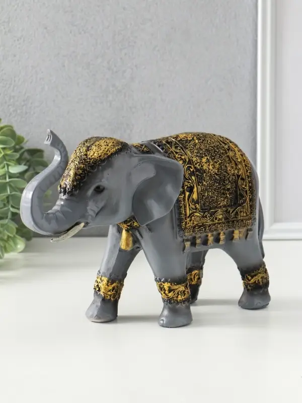 Фигура полистоун &laquo;Слон&raquo;, под серебро, 20&times;28 см