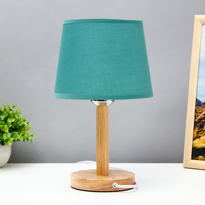 Лампа настольная "Эко" 1х40Вт Е27 светлое дерево-зеленый 18х18х29,5 см RISALUX