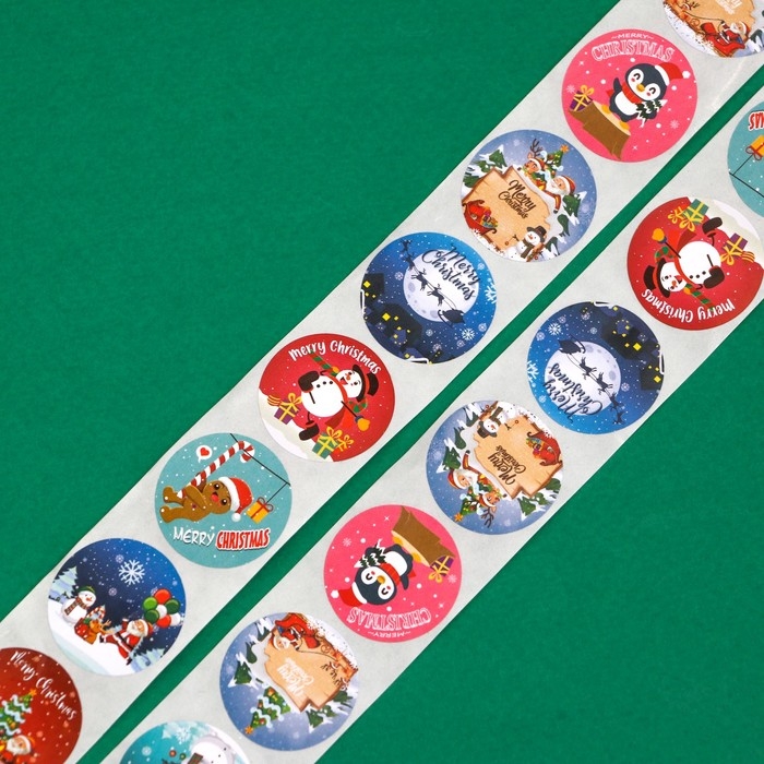 Новый год. Наклейки новогодние в рулоне Новый год. Наклейки новогодние в рулоне "Весёлый новый год", 500 шт, 2,5 х 2,5 см.