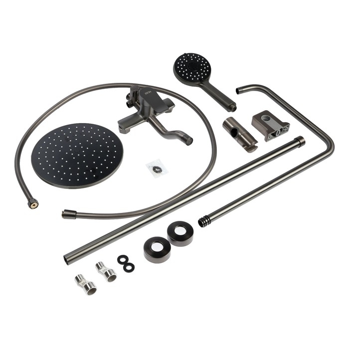 Душевая система ZEIN Z3865, смеситель, излив, тропическая и ручная лейка, латунь, графит Душевая система ZEIN Z3865, смеситель, излив, тропическая и ручная лейка, латунь, графит