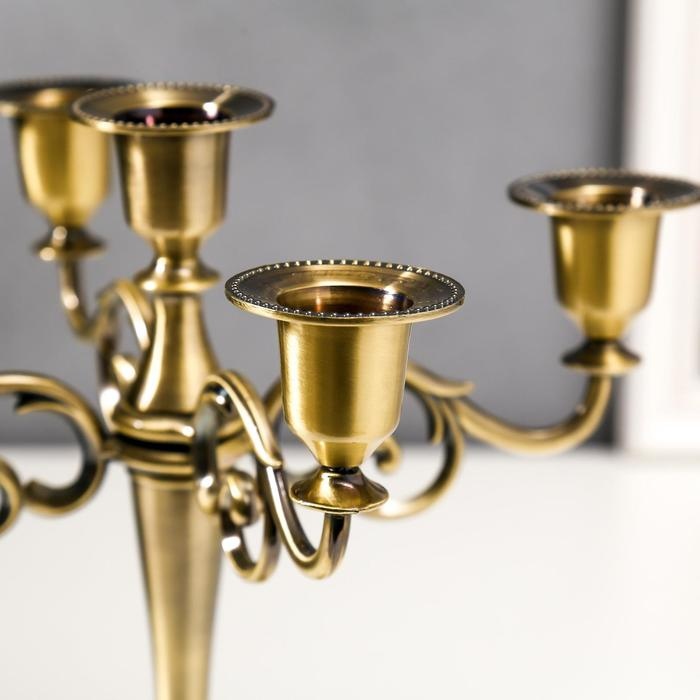 Подсвечник металл на 5 свечей Подсвечник металл на 5 свечей "Лаконичность" цвет латуни 26,5х27,5х10 см