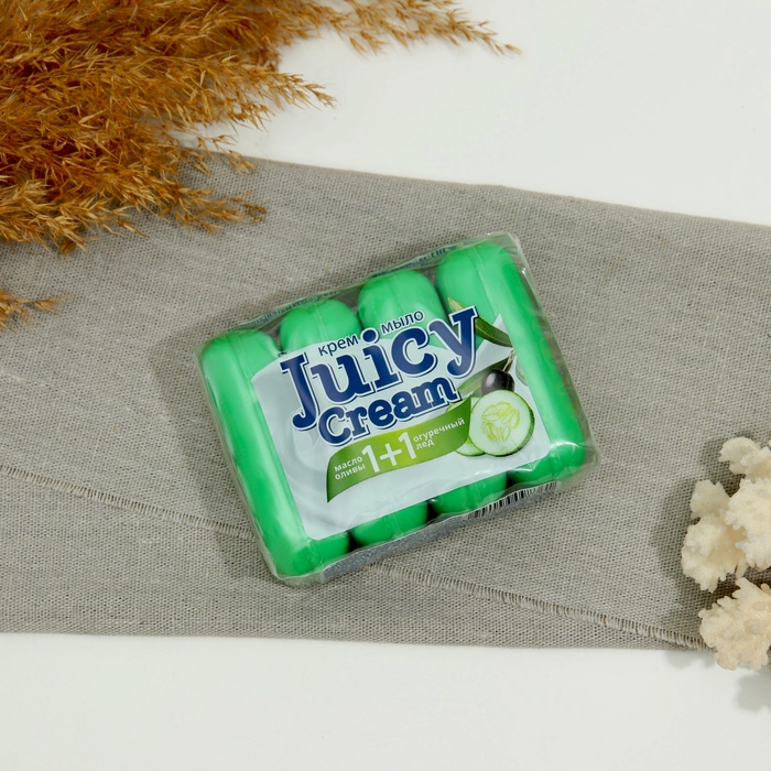 Крем-мыло твердое Juicy Ceam Масло Оливы и Огуречный лёд, 4 х 90 гр