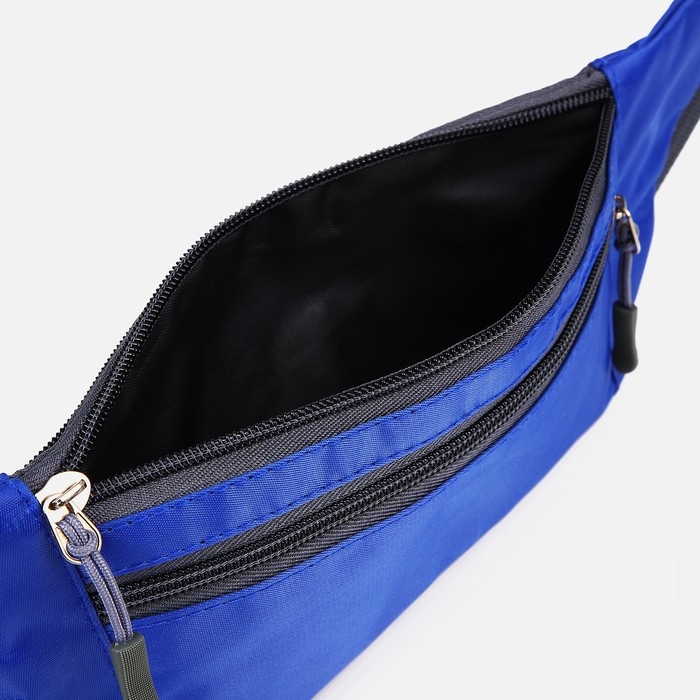 Поясная сумка на молнии, наружный карман, разъем для USB, цвет синий