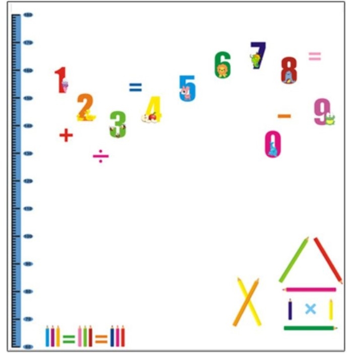 Наклейка пластик интерьерная цветная ростомер  Наклейка пластик интерьерная цветная ростомер "Весёлые задачки" 50x70 см