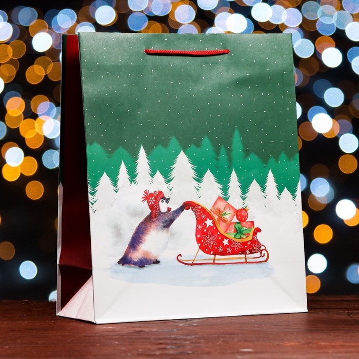 Новый год. Пакет подарочный "Нарядная зима ", 26 х 32 х 12 см.