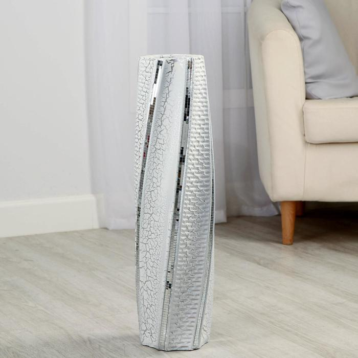 Ваза керамика напольная Ваза керамика напольная "Раскаты" 13х60 см, белый